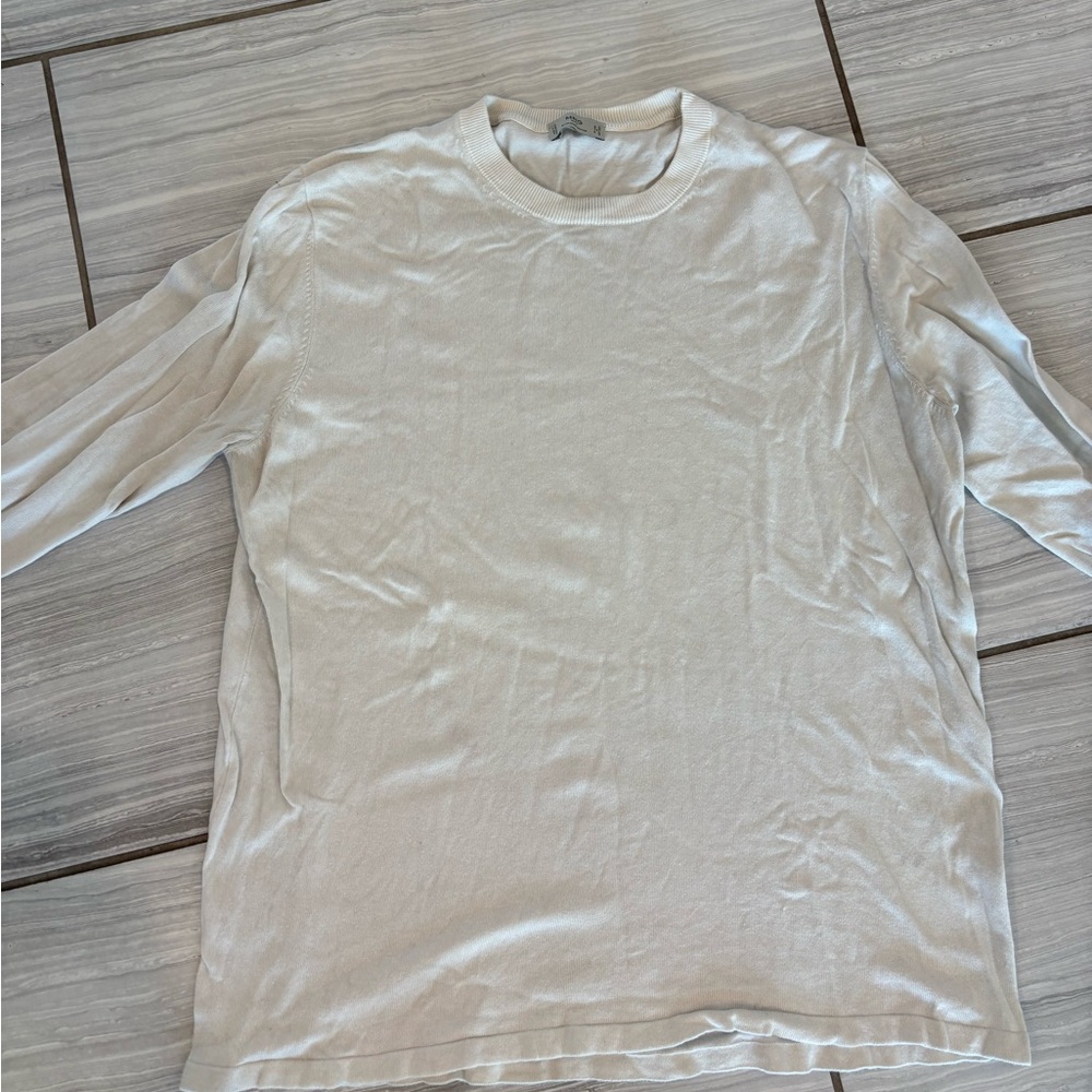 Men's Classic White Crewneck Sweater -Mango Men